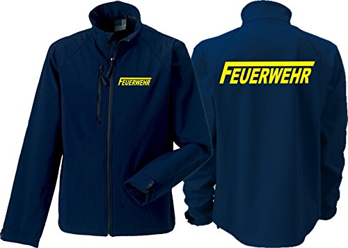 feuer1 Softshelljacke(medium) Navy, Feuerwehr mit langem F Neongelb von feuer1