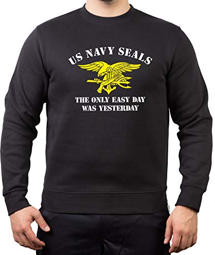 feuer1 Sweat Black, Navy Seals - The Only Easy Day was Yesterday (Weiss/gelb) von feuer1
