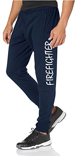 feuer1 Sweathose Navy, Firefighter Schrift in Weiss von feuer1