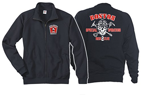 feuer1 Sweatjacke Navy, Boston Fire Department - Rescue 2 von feuer1