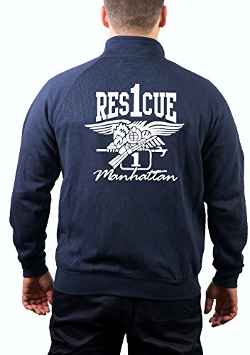 feuer1 Sweatjacke Navy, Rescue 1 Manhattan with Eagle New York City Fire Department von feuer1