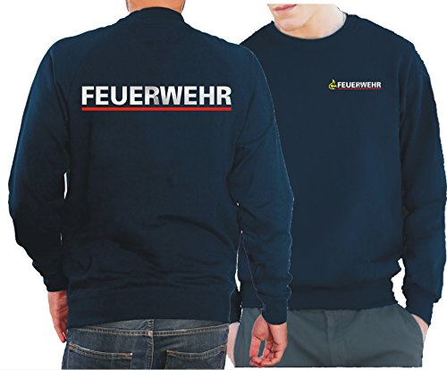 feuer1 Sweatshirt Navy, BaWü Stauferlöwe nach VwV mit Rückendruck Feuerwehr von feuer1