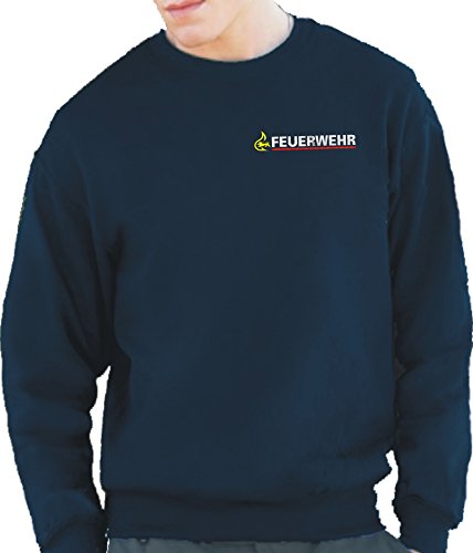 feuer1 Sweatshirt Navy, BaWü Stauferlöwe nach VwV nur auf der Vorderseite von feuer1