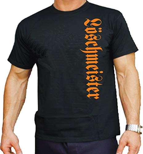 feuer1 T-Shirt Black, Löschmeister vertikal in orange feuer1 T-Shirt Black, Löschmeister vertikal in orange von feuer1