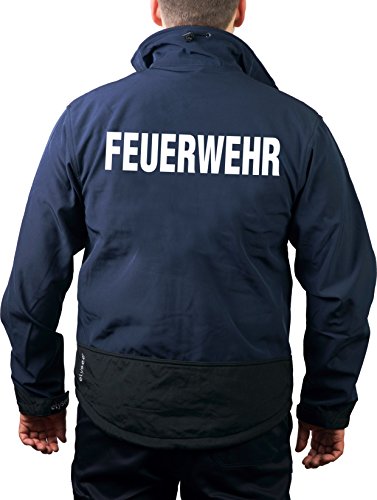 feuer1 WorkSoftshelljacke Navy, Feuerwehr in weiß von feuer1