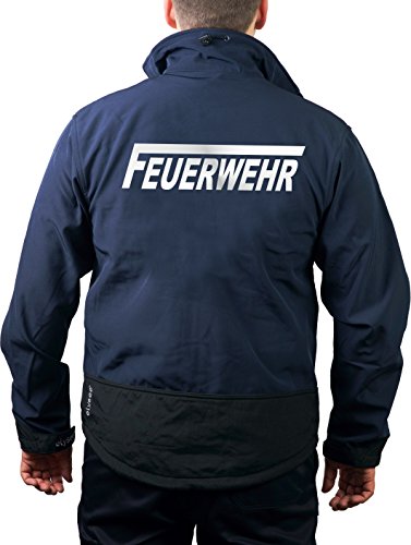 feuer1 WorkSoftshelljacke Navy, Feuerwehr mit langem F Silber-reflektierend von feuer1