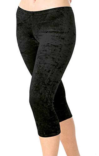 Fischer 77122 "Samt Caprihose Damen Gymnastik Turn Sport Capri Hose in wolkiger Samt Optik, Ökotex 100 Zertifiziert, Größe: 36, Farbe: Schwarz von ff FISCHER