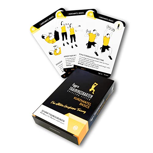 figgrs® Kurzhantel - 57 Trainingskarten mit 50 Fitnessübungen für effektives Ganzkörpertraining I Sport für zuhause & überall I Kurzhanteltraining für Männer und Frauen von figgrs