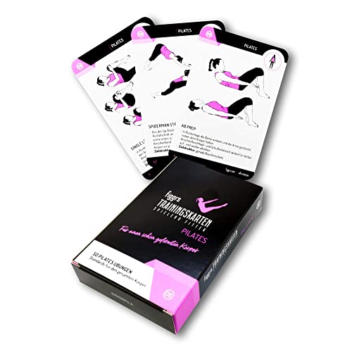 figgrs® Pilates - 57 Trainingskarten mit 50 Figurtraining Fitnessübungen für einen schönen, Straffen & gesunden Körper I Ohne Gerät überall durchführbar I Für Männer und Frauen von figgrs