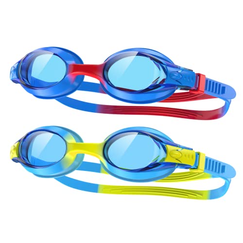 Findway Kinder Schwimmbrille, 2 Stücke Schwimmbrille für Kinder Junior Jungen Mädchen 3 4 5 6 7 8 9 10 Jahre Anti Nebel UV Schutz Schwimmbrille von Findway