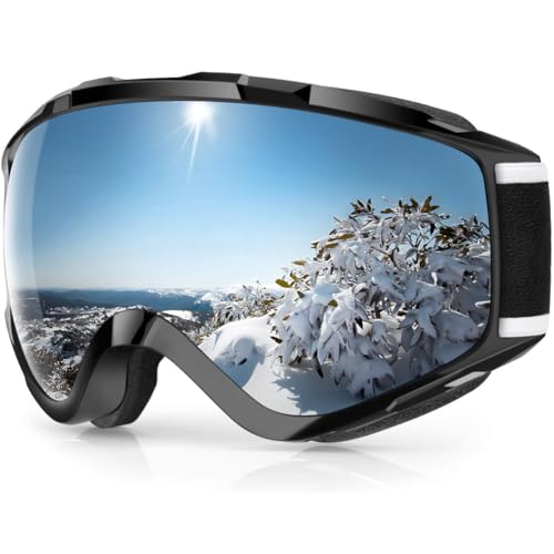 Findway Skibrille, Snowboard Brille für Brillenträger Herren Damen Erwachsene Jugendliche OTG UV-Schutz Kompatibler Helm Anti Fog Skibrillen Sphärisch Verspiegelt von Findway