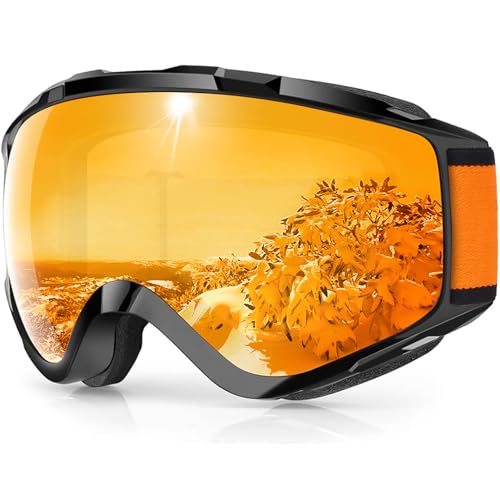 Findway Skibrille, Snowboard Brille für Brillenträger Herren Damen Erwachsene Jugendliche OTG UV-Schutz Kompatibler Helm Anti Fog Skibrillen Sphärisch Verspiegelt von Findway