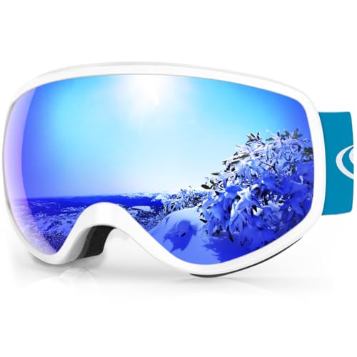 findway Skibrille Kinder, Snowboard Brille für Kinder Schneebrille Skibrillen Sphärisch mit OTG UV-Schutz Anti-Fog Windwiderstand Kompatibler Helm für 3-14 Jahre Jungen und Mädchen von findway