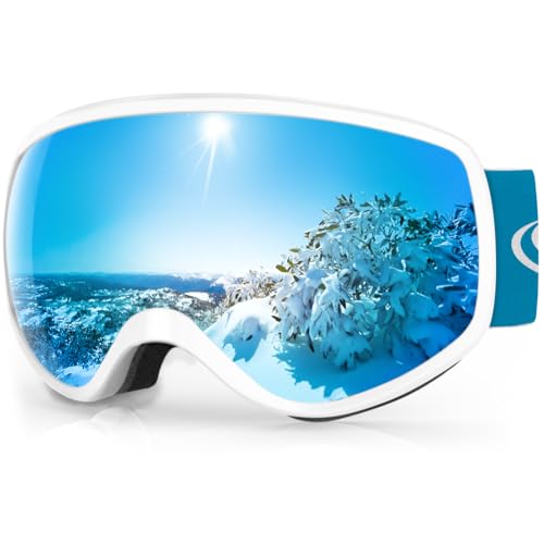 findway Skibrille Kinder, Snowboard Brille für Kinder Schneebrille Skibrillen Sphärisch mit OTG UV-Schutz Anti-Fog Windwiderstand Kompatibler Helm für 3-14 Jahre Jungen und Mädchen von findway