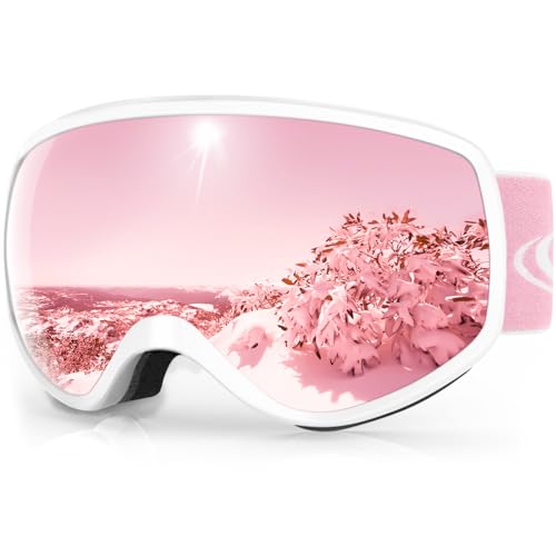 findway Skibrille Kinder, Snowboardbrille Helmkompatible Schneebrille Verspiegelt 100% UV-Schutz Anti-Nebel Kinder Skibrille für Jungen Mädchen 3 4 5 6 7 8 9 10 11 12 13 14 Jahre Skifahren Skaten von findway