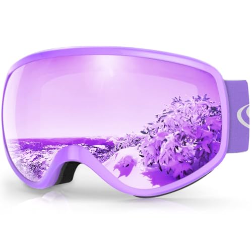 findway Skibrille Kinder, Snowboardbrille Helmkompatible Schneebrille Verspiegelt 100% UV-Schutz Anti-Nebel Kinder Skibrille für Jungen Mädchen 3-8 Jahre Skifahren Skaten Snowboarden von findway