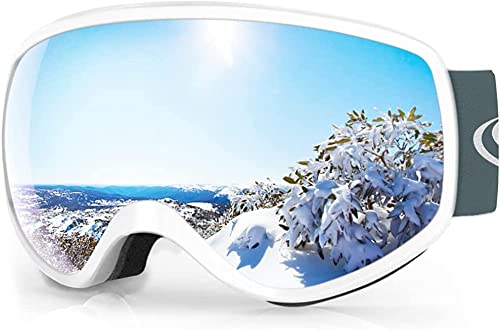 findway Skibrille Kinder, Snowboardbrille Helmkompatible Schneebrille Verspiegelt 100% UV-Schutz Anti-Nebel Kinder Skibrille für Jungen Mädchen 3-8 Jahre Skifahren Skaten Snowboarden von findway