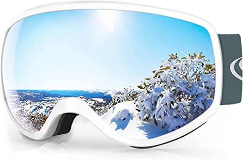 Findway Skibrille Kinder, Snowboardbrille Helmkompatible Schneebrille Verspiegelt 100% UV-Schutz Anti-Nebel Kinder Skibrille für Jungen Mädchen 3-8 Jahre Skifahren Skaten Snowboarden von Findway