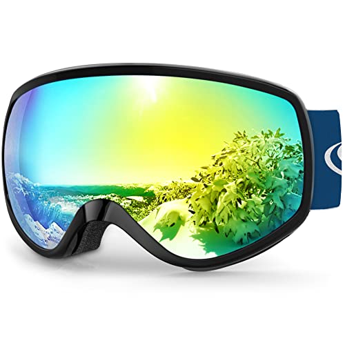 findway Skibrille Kinder, Snowboardbrille Helmkompatible Schneebrille Verspiegelt 100% UV-Schutz Anti-Nebel Kinder Skibrille für Jungen Mädchen 3-8 Jahre Skifahren Skaten Snowboarden von findway