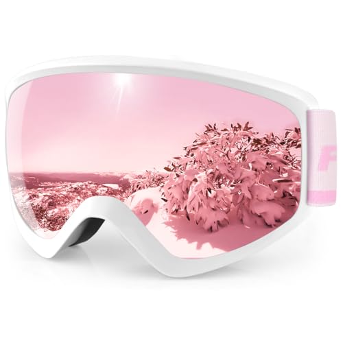 findway Skibrille Kinder,Ski Snowboard Brille Brillenträger Snowboardbrille Schneebrille Verspiegelt für Junior Jungen Mädchen Teenager-3 4 5 6 7 8 9 10 11 12 13 14 Jahre - OTG 100% Anti-UV Anti-Fog von findway