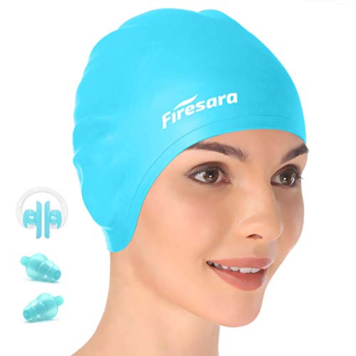 firesara Badekappe, Original Aktualisiert Badekappe 3D Ergonomisches Design bequem Langlebig Ohr Schutz für Frauen Kinder Herren Jungen Mädchen für Lange oder Kurze Haar mit Nase Clip und Ohrstöpsel firesara Badekappe, Original Aktualisiert Badekappe 3D Ergonomisches Design bequem Langlebig Ohr Schutz für Frauen Kinder Herren Jungen Mädchen für Lange oder Kurze Haar mit Nase Clip und Ohrstöpsel von firesara