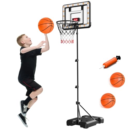 fisca Basketballkorb Kinder mit elektronischer Anzeigetafel, einstellbare Höhe 3,65ft-5,9ft Basketballtor, Mini-Basketballkorb mit Ball & Pumpe für Indoor Outdoor, Basketball-Spielzeug für Kleinkinder fisca Basketballkorb Kinder mit elektronischer Anzeigetafel, einstellbare Höhe 3,65ft-5,9ft Basketballtor, Mini-Basketballkorb mit Ball & Pumpe für Indoor Outdoor, Basketball-Spielzeug für Kleinkinder von fisca