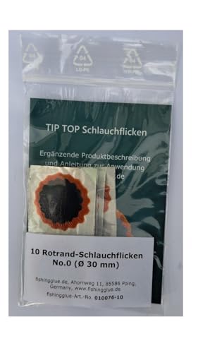 fishingglue.de 10 Rotrand-Schlauchflicken No.0 (Ø 30 mm); Original Rema Tip TOP-Schlauchflicken Produktbeschreibung von fishingglue.de