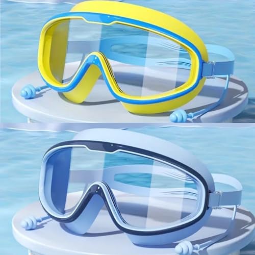 fjaldjfu Hd Children's Large Frame Waterproof And Anti-Fog Swimming Goggles, Continuoeny Goggles With Ear Cover For Kids 3-14 (N) von fjaldjfu