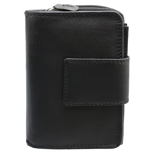 flevado Damen Leder Geldbörsen Damen Portemonnaie mit RFID Schutz in Choco-Black mit viel Stauraum und 28 Kartenfächern von flevado