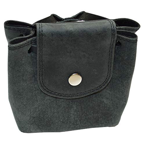 Lederbeutel Kleingeldtasche Mittelalterliche Geldbeutel kleine Tasche Echt Leder für Damen und Herren (schwarz) von flevado