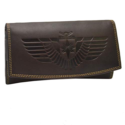 flevado RFID Schutz Große Leder Damen Brieftasche Vintage mit Adler Motiv Biker Geldbörse flevado RFID Schutz Große Leder Damen Brieftasche Vintage mit Adler Motiv Biker Geldbörse von flevado
