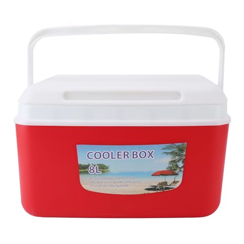 FLEXMAN Isolierter Tragbarer Kühler, 8L Eavy Duty Isolierte Hartkühler Lunchbox, Multifunktionaler Isolierter Iglu Kühler für Camping, Picknick, Strand, Getränke, Angeln (Rot) von flexman