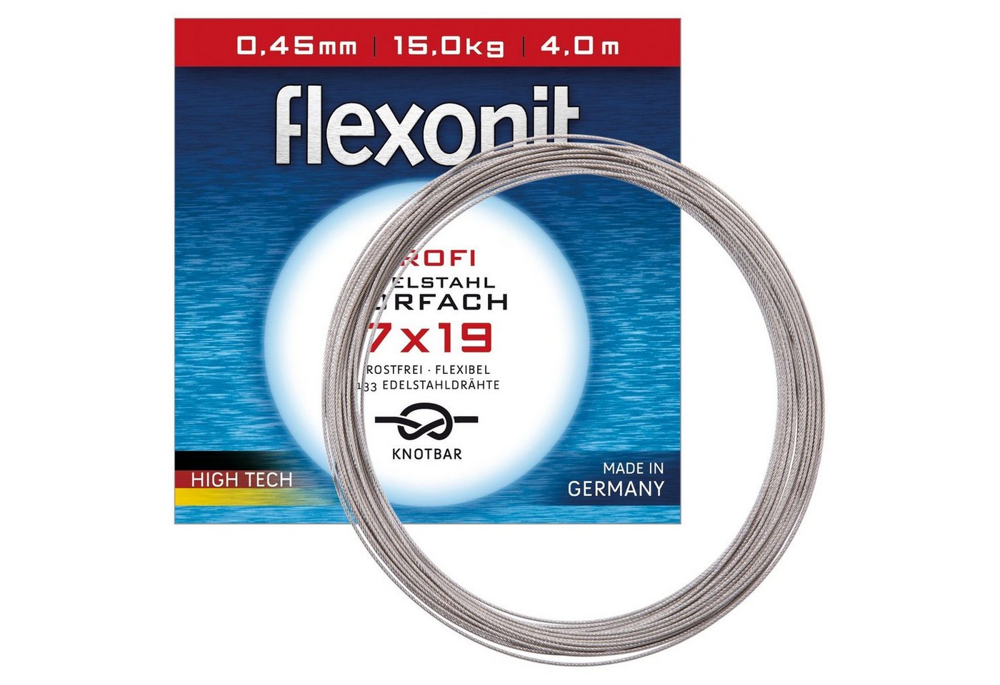 flexonit Vorfachschnur, 4 m Länge, flexonit 7x19 Silber Meterware 0,45mm 15,0kg 4m Stahlvorfach flexonit Vorfachschnur, 4 m Länge, flexonit 7x19 Silber Meterware 0,45mm 15,0kg 4m Stahlvorfach von flexonit