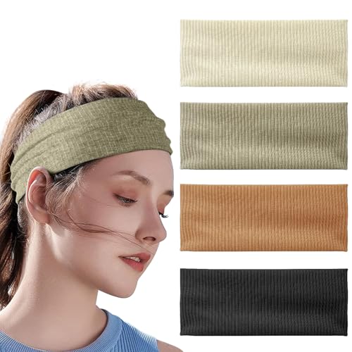 Flintronic 4PCS Sports Damen Stirnband, Stirnbänder für Damenhaar, Baumwollstretch Schweißband Mischfarben, Wicking Stretchy Stirnband für Frauen Sport/Yoga/Laufen/Fitness Flintronic 4PCS Sports Damen Stirnband, Stirnbänder für Damenhaar, Baumwollstretch Schweißband Mischfarben, Wicking Stretchy Stirnband für Frauen Sport/Yoga/Laufen/Fitness von flintronic