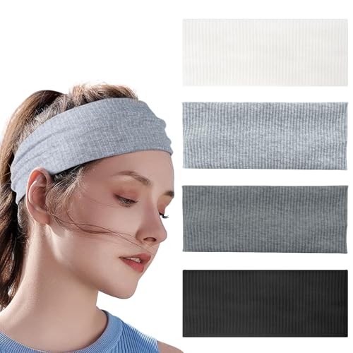 Flintronic 4PCS Sports Damen Stirnband, Stirnbänder für Damenhaar, Baumwollstretch Schweißband Mischfarben, Wicking Stretchy Stirnband für Frauen Sport/Yoga/Laufen/Fitness Flintronic 4PCS Sports Damen Stirnband, Stirnbänder für Damenhaar, Baumwollstretch Schweißband Mischfarben, Wicking Stretchy Stirnband für Frauen Sport/Yoga/Laufen/Fitness von flintronic