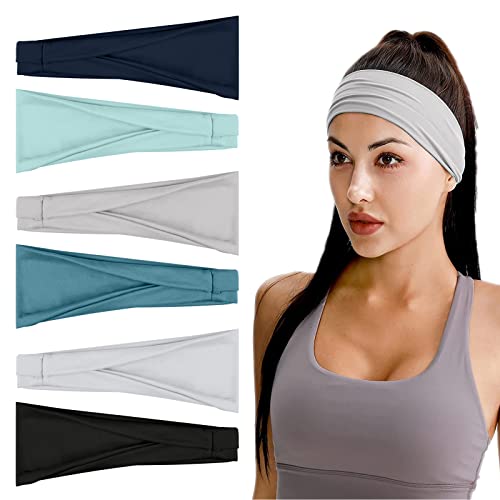 Flintronic 6 PCS Sports Damen Stirnband, Baumwollstretch Schweißband Mischfarben, Wicking Stretchy Stirnband für Frauen Sport/Yoga/Laufen/Fitness Flintronic 6 PCS Sports Damen Stirnband, Baumwollstretch Schweißband Mischfarben, Wicking Stretchy Stirnband für Frauen Sport/Yoga/Laufen/Fitness von flintronic