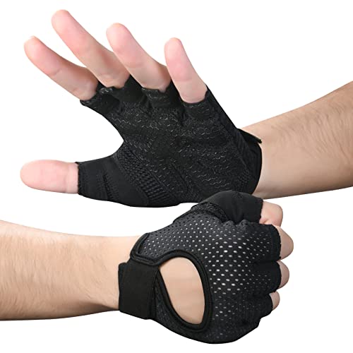 flintronic Fitness Handschuhe, Atmungsaktive Trainingshandschuhe mit Mikrofasergewebe, Rutschfester Silikon Gym Gloves Gewichtheben , Sporthandschuhe für Damen Herren von flintronic