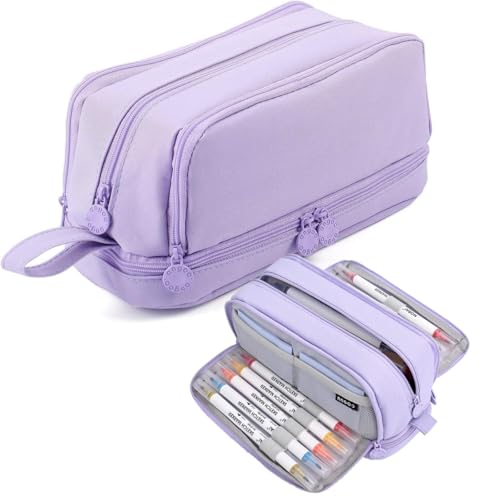 flintronic Federmäppchen mit 4 Fächer, Pencil Case, Große Kapazität Mäppchen, Tragbare Stifttasche für Schule Büro Jugendliche, Mädchen-Violett flintronic Federmäppchen mit 4 Fächer, Pencil Case, Große Kapazität Mäppchen, Tragbare Stifttasche für Schule Büro Jugendliche, Mädchen-Violett von flintronic