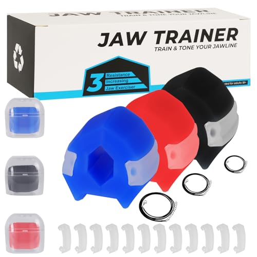 Flintronic Jawline Trainer, Silikon Kiefertrainer, Kiefermuskeltrainer, Kiefer Exerciser für Männer und Frauen, Jaw Exerciser mit 3 Wiederstandsstufen, Gesichtsmuskeltrainer für Toning Gesicht Formung Flintronic Jawline Trainer, Silikon Kiefertrainer, Kiefermuskeltrainer, Kiefer Exerciser für Männer und Frauen, Jaw Exerciser mit 3 Wiederstandsstufen, Gesichtsmuskeltrainer für Toning Gesicht Formung von flintronic