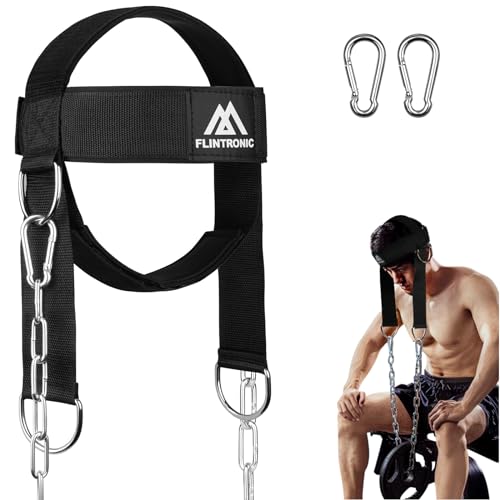 Flintronic Nackentrainer, Kopftrainer Männer, Verstellbares Neck Harness Neck Exerciser Builder, Nacken Trainingsgerät für Gewichtheben, Krafttraining, Kräftigungstrainer-Ausrüstung von flintronic