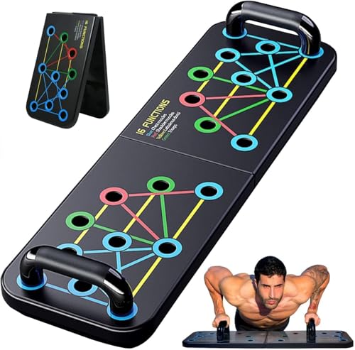 flintronic Push Up Board, 16 in 1 Multifunktionales Faltbares Push Up Rack Board mit Fitnessbändern, Farbcodierte Push Up Ständer, für Indoor, Gym, Outdoor Muskeltraining flintronic Push Up Board, 16 in 1 Multifunktionales Faltbares Push Up Rack Board mit Fitnessbändern, Farbcodierte Push Up Ständer, für Indoor, Gym, Outdoor Muskeltraining von flintronic