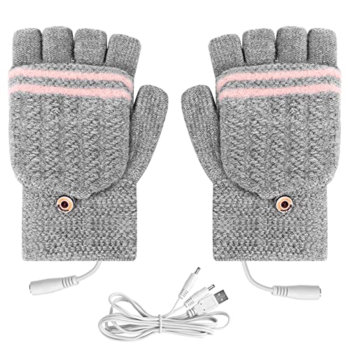 Flintronic USB Beheizte Handschuhe, Waschbares Heizung Stricken Handschuhe, Winter-Heiz-Handschuhe, Volle und Halbe Hände, Warme Laptophandschuhe für Damen & Herren, für Indoor und Outdoor, Grau Flintronic USB Beheizte Handschuhe, Waschbares Heizung Stricken Handschuhe, Winter-Heiz-Handschuhe, Volle und Halbe Hände, Warme Laptophandschuhe für Damen & Herren, für Indoor und Outdoor, Grau von flintronic