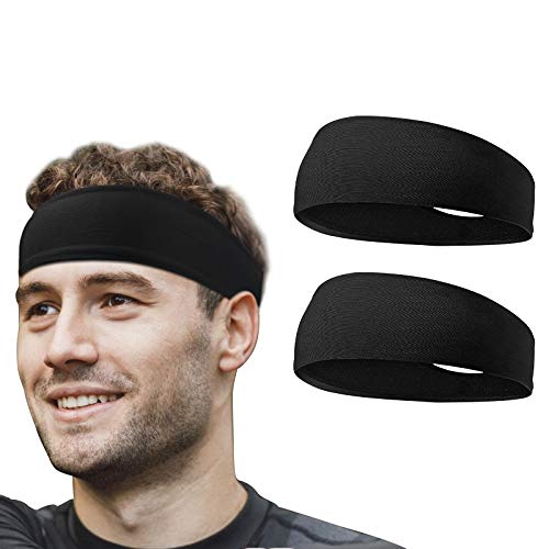 Flintronic Sport Stirnband, 2 Stück Unisex Headband, Elastisches Anti-Rutsch Schweißableitendes Schweißband Stirnband für Männer Frauen-Tennis, Laufen, Crossfit, Fitness für Damen und Herren von flintronic