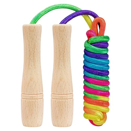 Flintronic Sprungseil Kinder, Verstellbare Springseil Kinder mit Holzgriff und Regenbogen-Springseil für Männer Frauen Kinder Fitness Training Spiel,Knochenentwicklung zu fördern, 250cm Flintronic Sprungseil Kinder, Verstellbare Springseil Kinder mit Holzgriff und Regenbogen-Springseil für Männer Frauen Kinder Fitness Training Spiel,Knochenentwicklung zu fördern, 250cm von flintronic