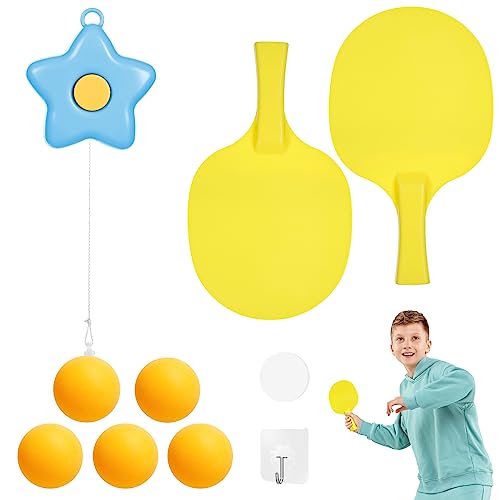 Flintronic Tischtennis-Trainer-Set, Verstellbarer Hängendes Tischtennis, Tischtennis Trainer Kinder, Indoor-Tischtennis mit Klebehaken für Kinder von flintronic