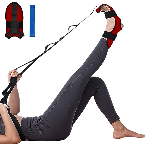 Flintronic Yoga Stretching Strap, Stretching Band mit 7 Schleifen, Yoga Stretch Gurt, Hochelastischer Gymnastik-Gur mit TPE-Spanngurten, Übungsschlaufe zum Dehnen der Beinmuskulatur, Rot von flintronic