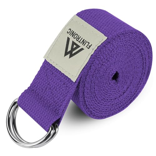 flintronic Yogagurt, Yoga Gurt, 1 Stück 1.85 m Yoga Strap, Stretching Yoga Band mit D-Ring, 100% Baumwolle, Yoga-Zubehör, Fitness Stretchgurt für Anfänger und Fortgeschrittene für Yoga, Pilates von flintronic