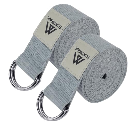 Flintronic Yogagurt, Yoga Gurt, 2 Stück 2,5 m Yoga Strap, Stretching Yoga Band mit D-Ring, 100% Baumwolle, Yoga-Zubehör, Fitness Stretchgurt für Anfänger und Fortgeschrittene für Yoga, Pilates Flintronic Yogagurt, Yoga Gurt, 2 Stück 2,5 m Yoga Strap, Stretching Yoga Band mit D-Ring, 100% Baumwolle, Yoga-Zubehör, Fitness Stretchgurt für Anfänger und Fortgeschrittene für Yoga, Pilates von flintronic