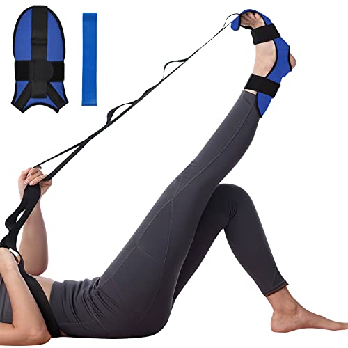 flintronic Yoga Stretching Strap, Stretching Band mit 7 Schleifen, Yoga Stretch Gurt, Hochelastischer Gymnastik-Gur mit TPE-Spanngurten, Übungsschlaufe zum Dehnen der Beinmuskulatur, Blau von flintronic