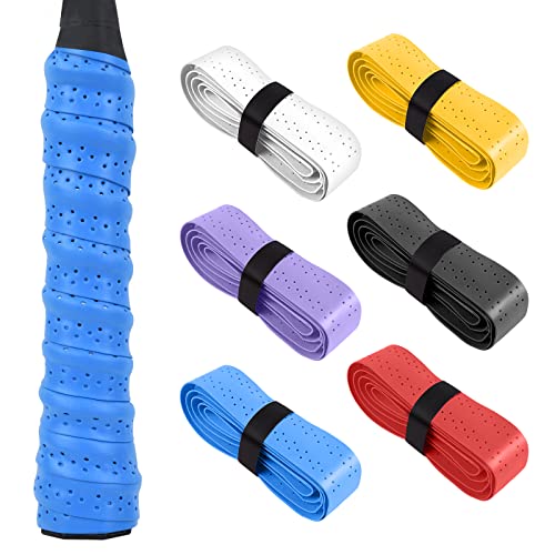 flintronic 6 Stück Griffband Tennisschläger, Griffband für Federballschläger, Badminton, Squash Schläger, Selbstklebend Griffband, Anti-Rutsch badmintonschläger- Mehrfarbig von flintronic